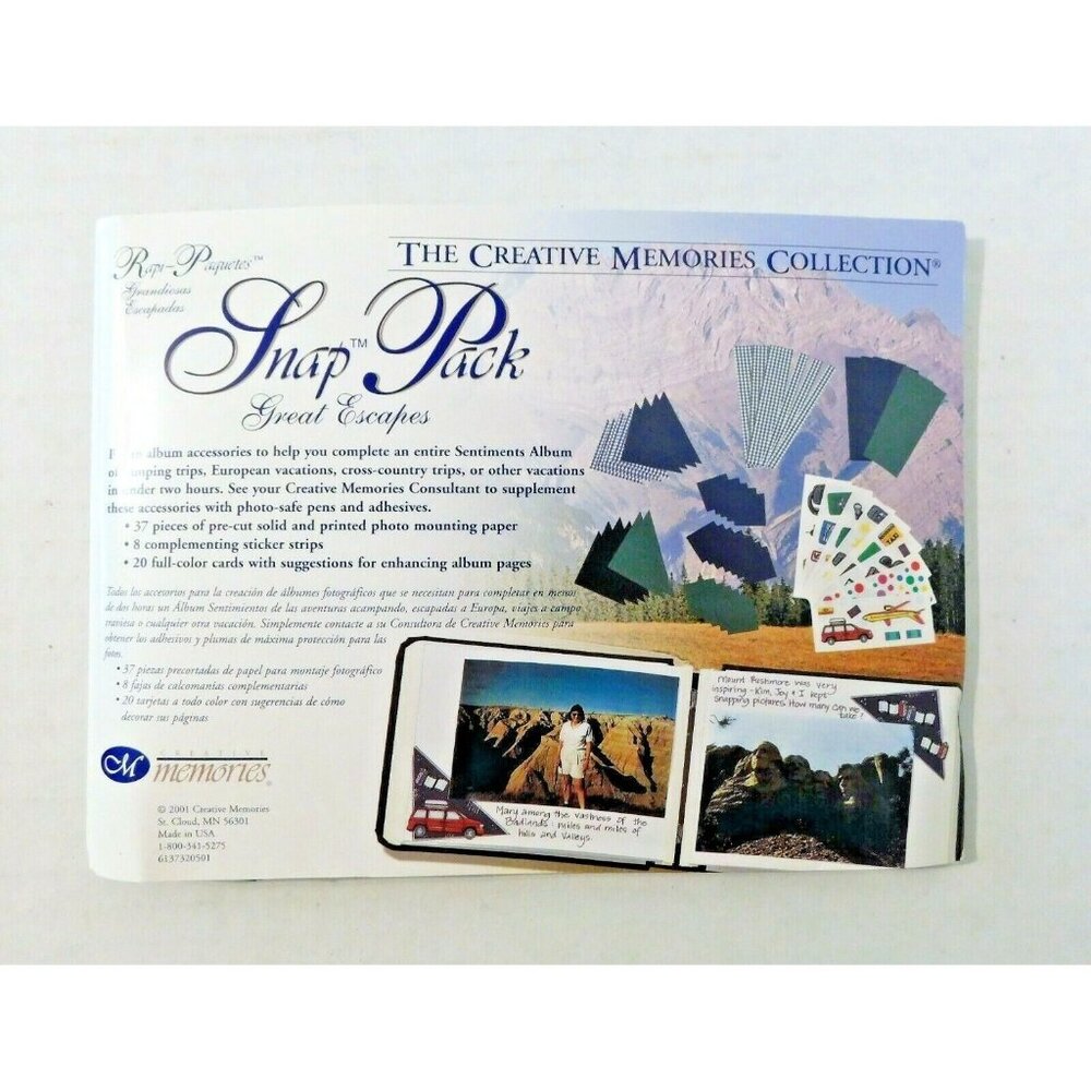 Creative Memories Great Escapes Snap Pak Die Cuts Stickers Suggestion Cards